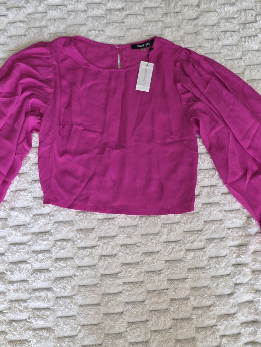 Sugarlips Hot Pink Puff Sleeve Blouse